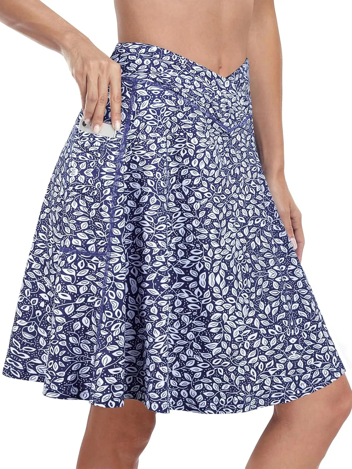 KORALHY 21" Knee Length Golf Skorts Skirts for Women Cross Waist Athletic Skorts with Shorts Tennis Skirt with 3 Pockets