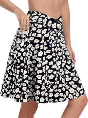 KORALHY 21" Knee Length Golf Skorts Skirts for Women Cross Waist Athletic Skorts with Shorts Tennis Skirt with 3 Pockets