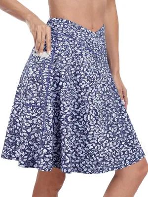 KORALHY 21" Knee Length Golf Skorts Skirts for Women Cross Waist Athletic Skorts with Shorts Tennis Skirt with 3 Pockets