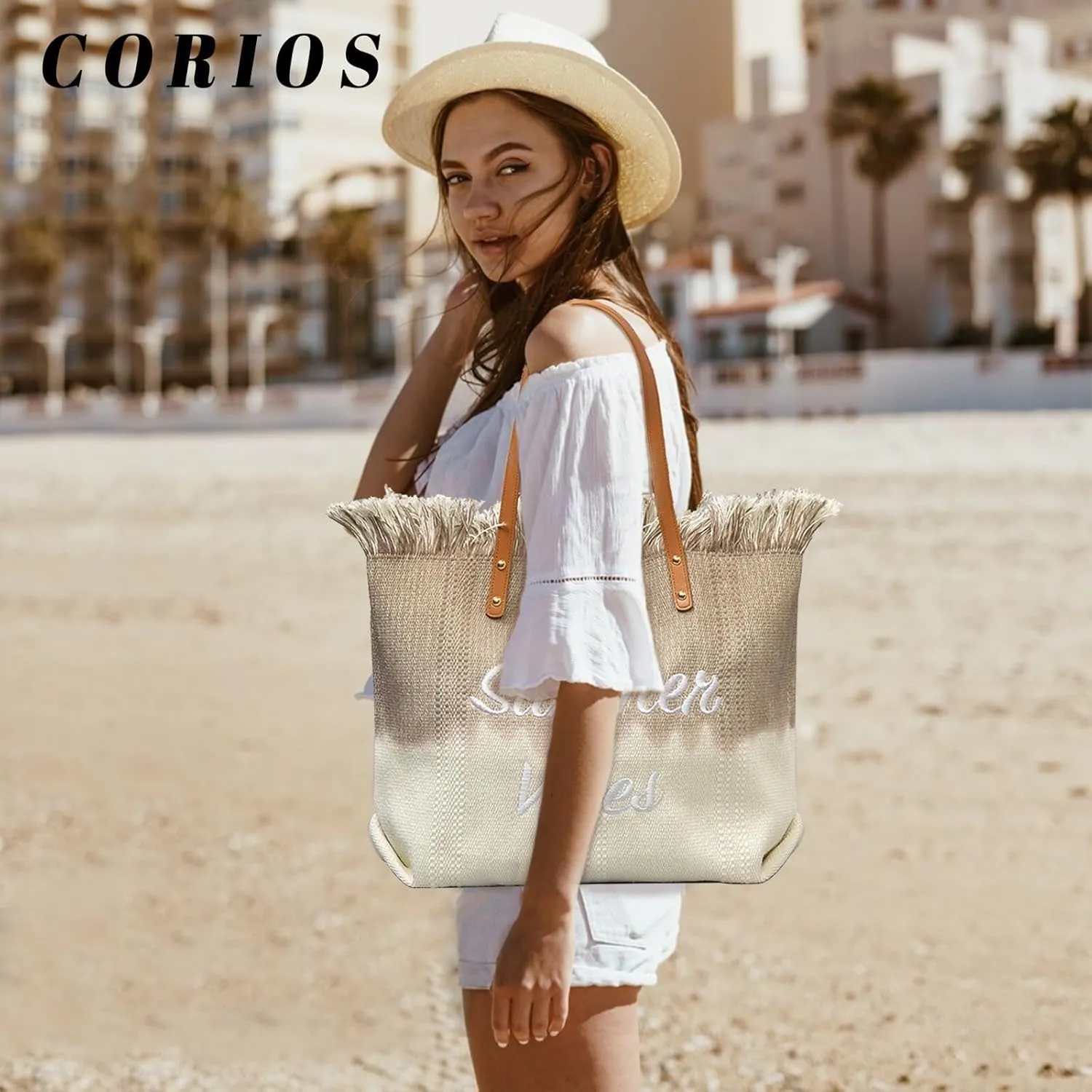 Large Handbag for Women Capacity Top Handle Aesthetic Tote Vibe Beach Bohemian Hobo Tassels Canvas Shoulder