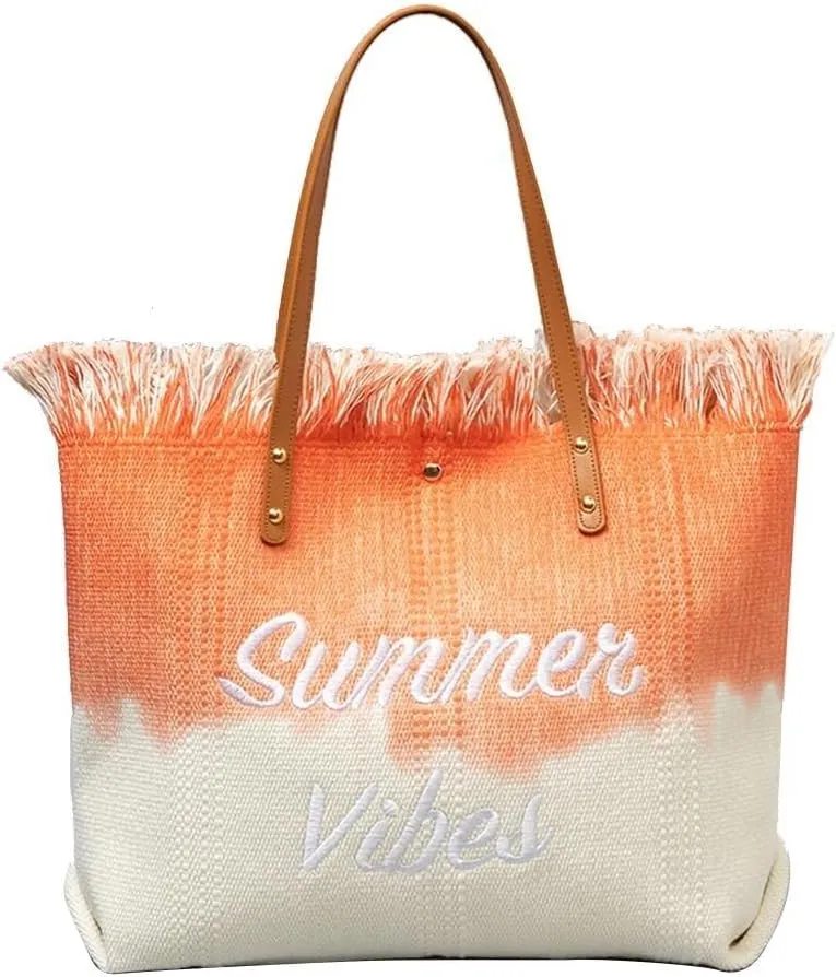 Large Handbag for Women Capacity Top Handle Aesthetic Tote Vibe Beach Bohemian Hobo Tassels Canvas Shoulder