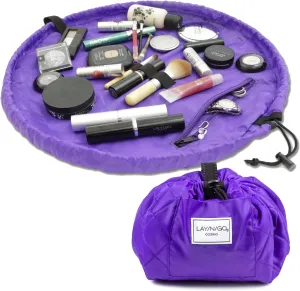 Lay-n-Go Cosmo Drawstring Makeup Bag Organizer, Water-Resistant Cosmetic Pouch for Travel, Stylish & Durable Toiletry Bag, Machine Washable, Large Capacity, 20-Inch, Purple