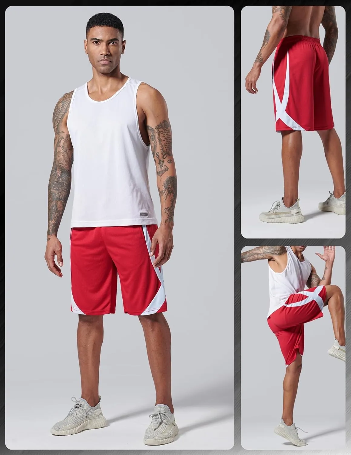 Liberty Imports 5 Pack Men's Quick Dry Athletic Basketball Shorts 9" Inseam with Pockets, Activewear for Workout Gym Running