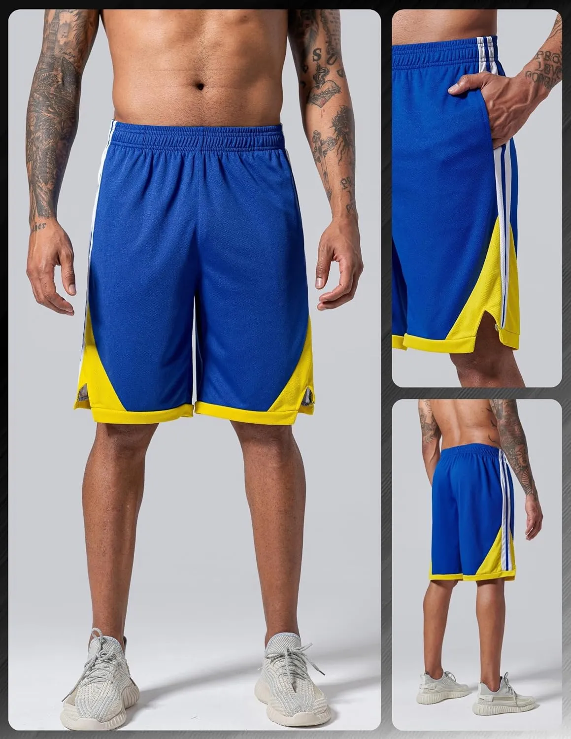 Liberty Imports 5 Pack Men's Quick Dry Athletic Basketball Shorts 9" Inseam with Pockets, Activewear for Workout Gym Running