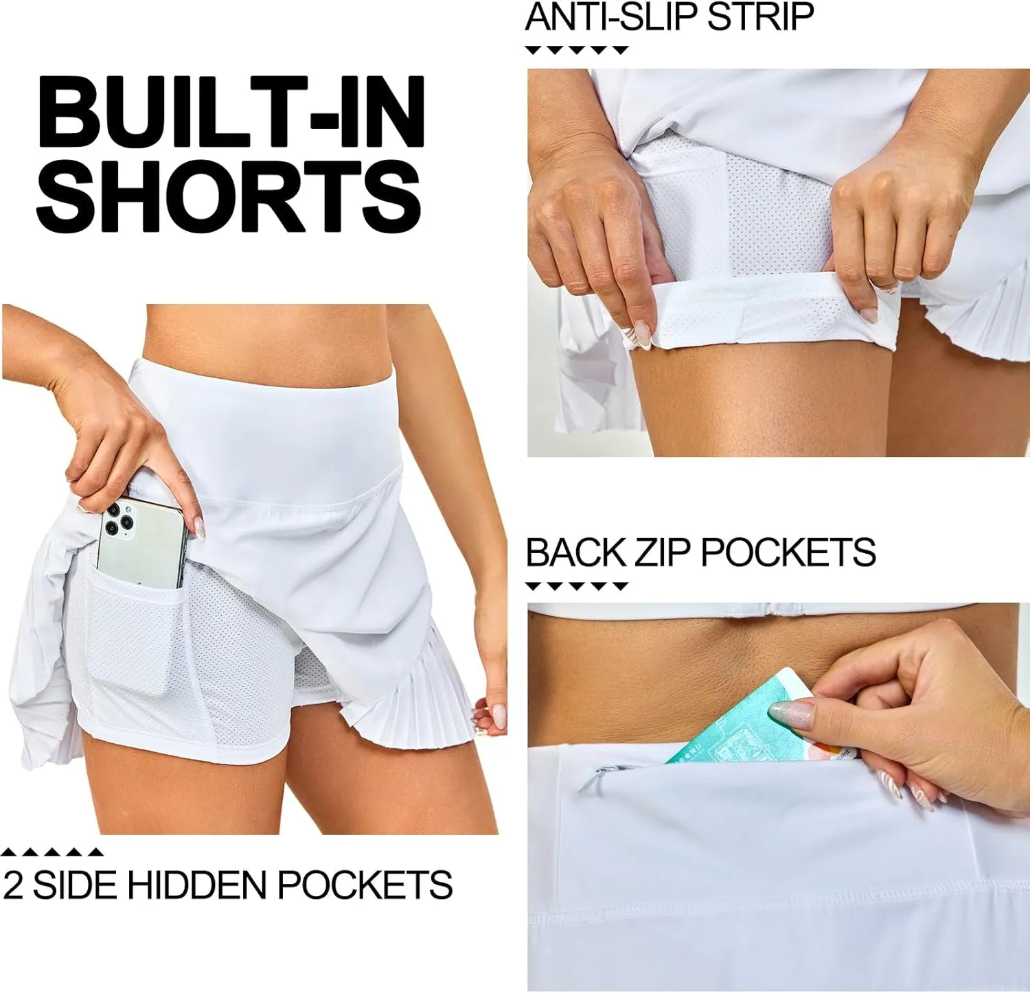 Little Donkey Andy Women's Pleated Tennis Skirts Athletic Golf Skorts High Waisted Casual Workout Sports Running Skirts