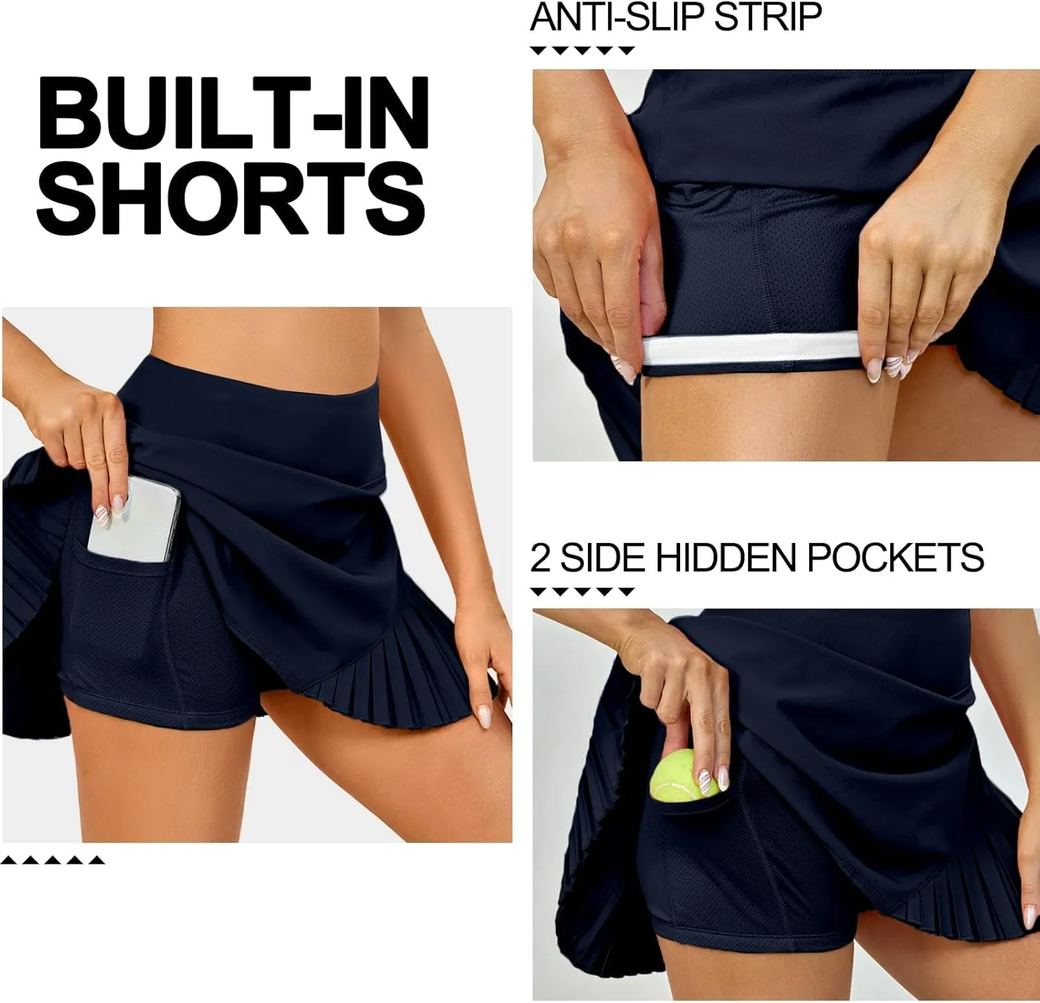 Little Donkey Andy Women's Pleated Tennis Skirts Athletic Golf Skorts High Waisted Casual Workout Sports Running Skirts