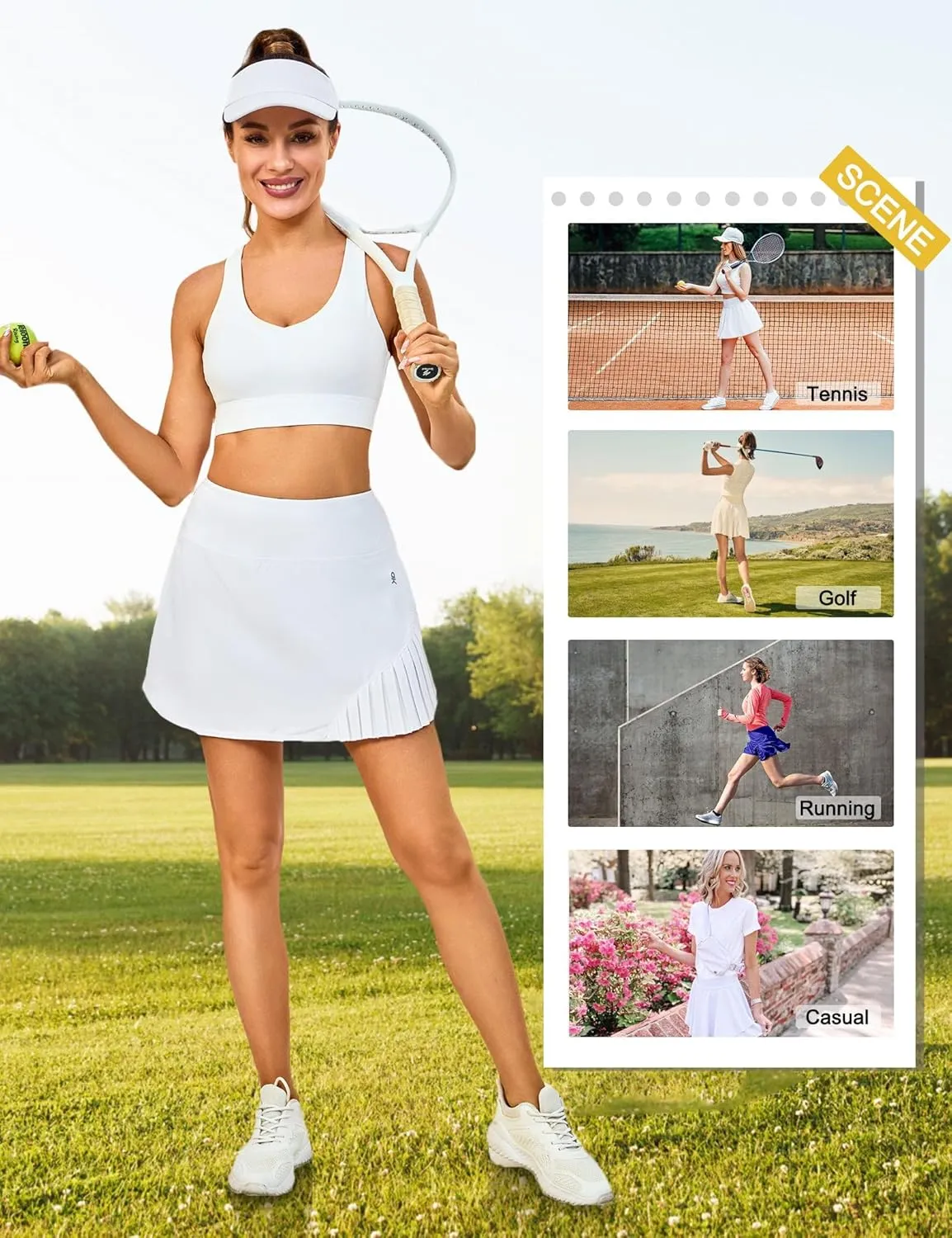 Little Donkey Andy Women's Pleated Tennis Skirts Athletic Golf Skorts High Waisted Casual Workout Sports Running Skirts