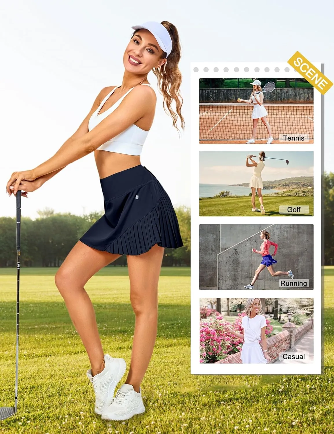 Little Donkey Andy Women's Pleated Tennis Skirts Athletic Golf Skorts High Waisted Casual Workout Sports Running Skirts