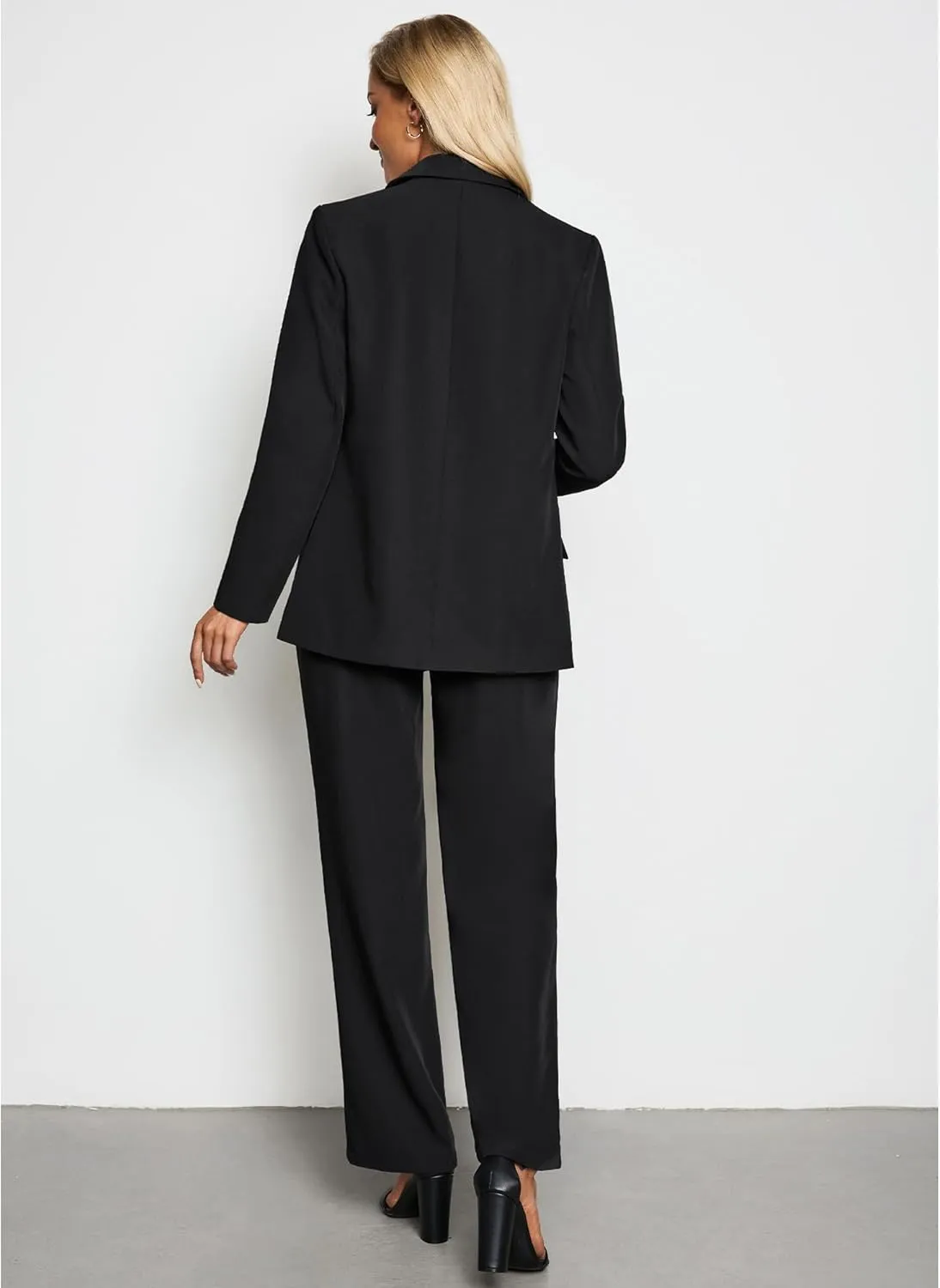 LookbookStore 2 Piece Pant Suits for Women Dressy Blazer High Waisted Straight Leg Pants Sets Business Casual Outfits