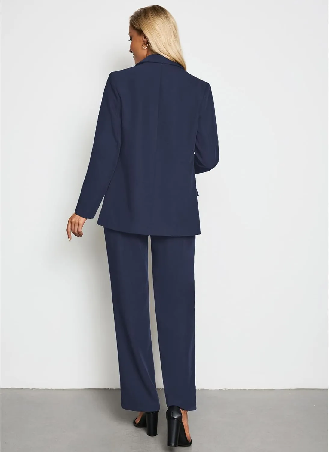 LookbookStore 2 Piece Pant Suits for Women Dressy Blazer High Waisted Straight Leg Pants Sets Business Casual Outfits