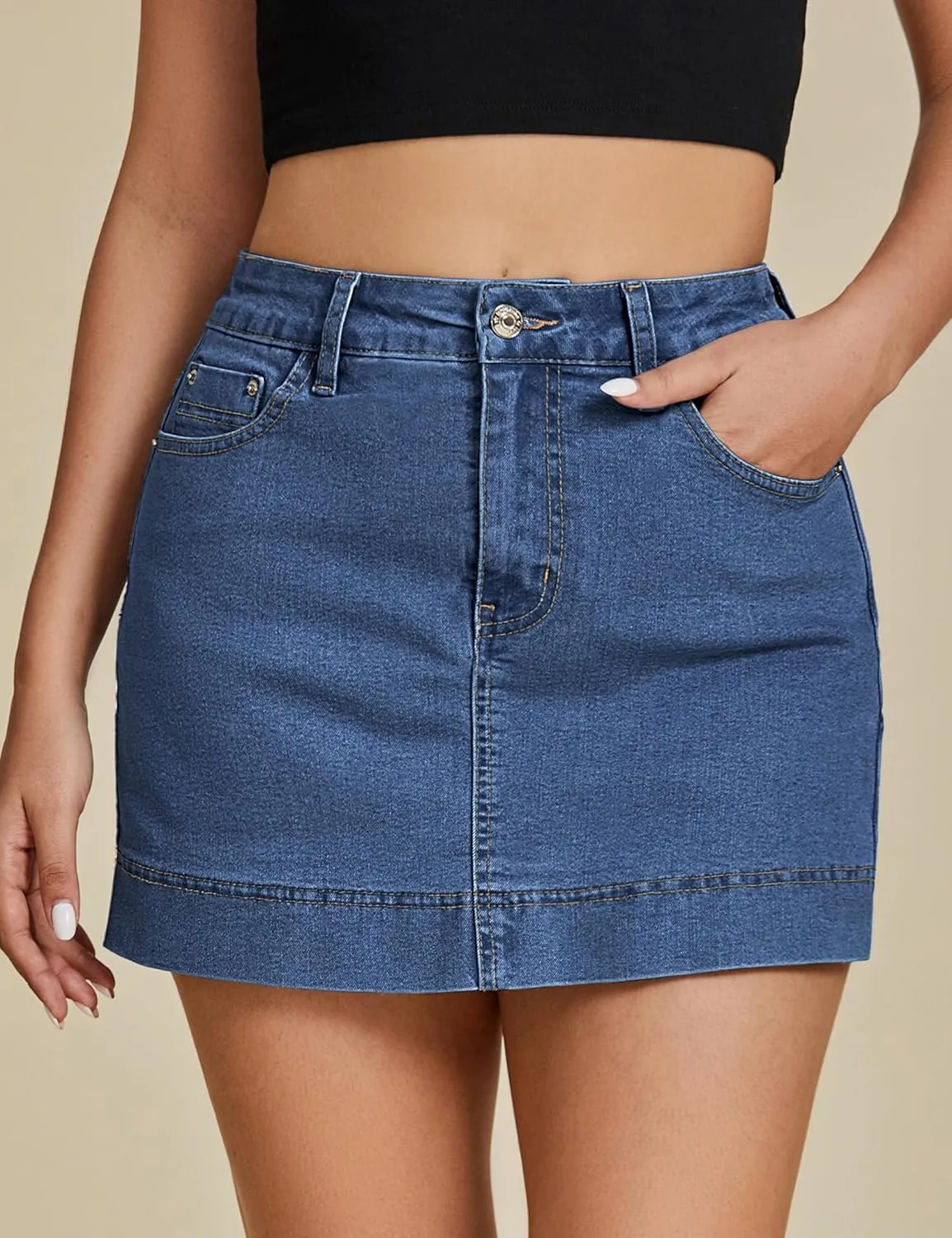 luvamia Jean Skorts for Woman Trendy High Waisted Stretchy Denim Skirt with Shorts Y2K Mini Skort Skirts Country Concert