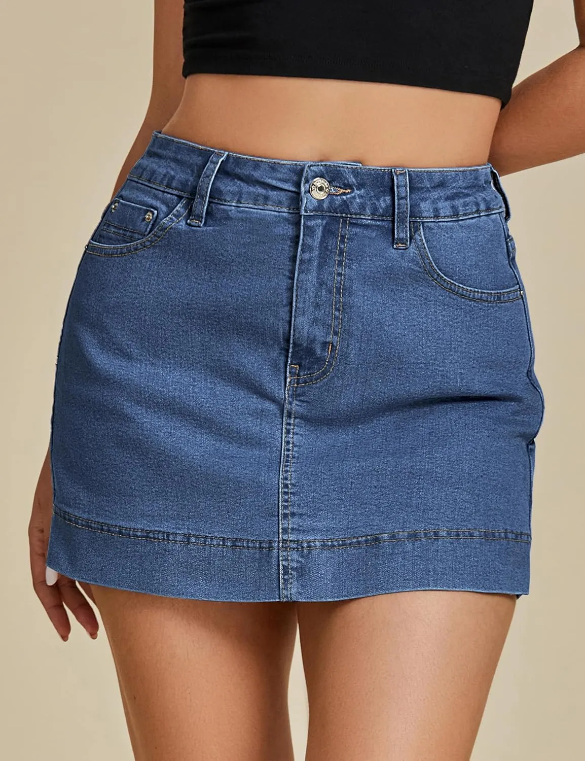 luvamia Jean Skorts for Woman Trendy High Waisted Stretchy Denim Skirt with Shorts Y2K Mini Skort Skirts Country Concert