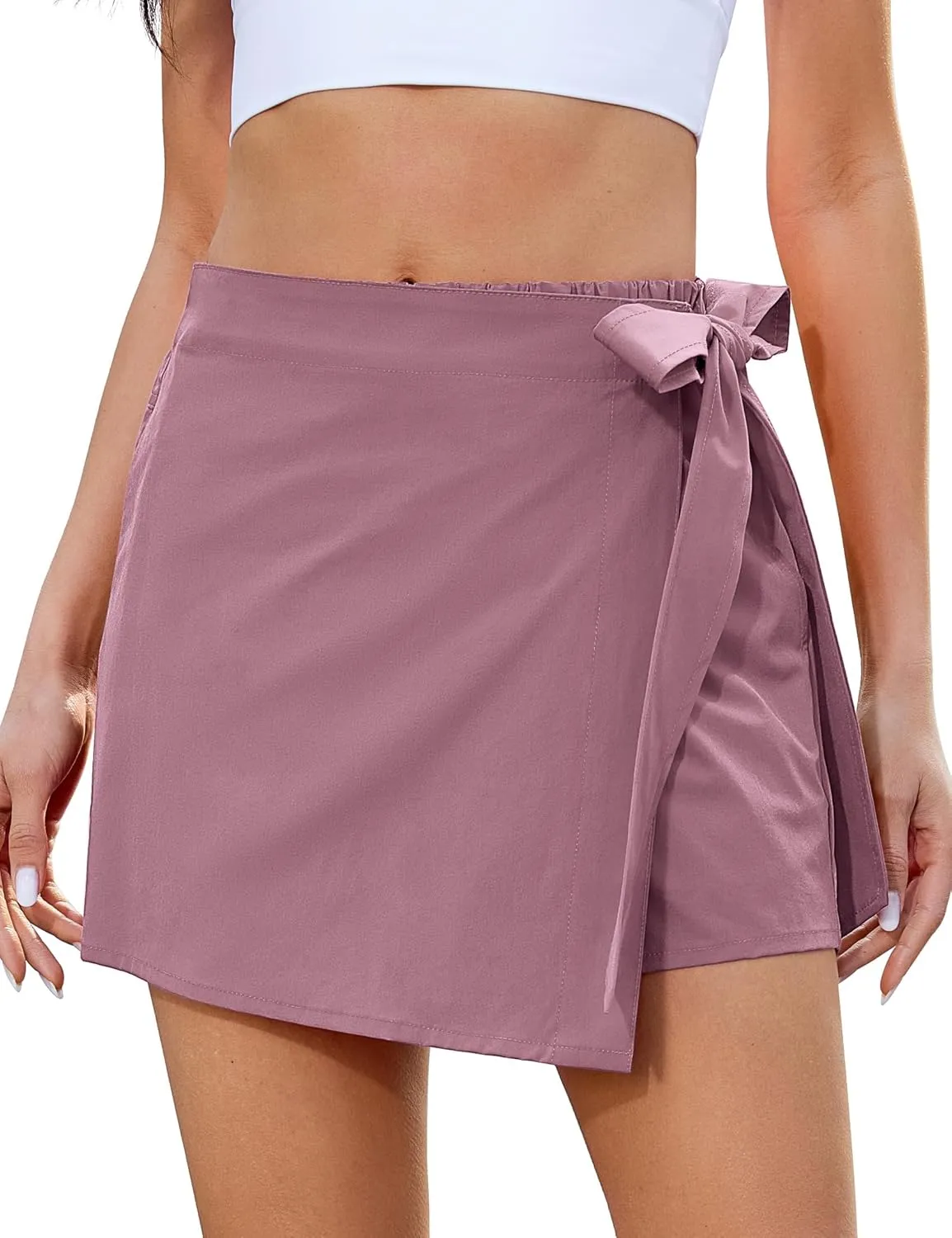 luvamia Skorts for Woman Trendy High Waisted Wrap Elastic Waist Pocket Fast Dry Hiking Tennis Golf Gym Skirt with Shorts