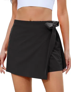 luvamia Skorts for Woman Trendy High Waisted Wrap Elastic Waist Pocket Fast Dry Hiking Tennis Golf Gym Skirt with Shorts