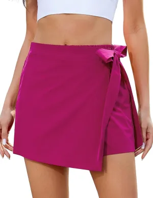 luvamia Skorts for Woman Trendy High Waisted Wrap Elastic Waist Pocket Fast Dry Hiking Tennis Golf Gym Skirt with Shorts