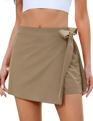 luvamia Skorts for Woman Trendy High Waisted Wrap Elastic Waist Pocket Fast Dry Hiking Tennis Golf Gym Skirt with Shorts
