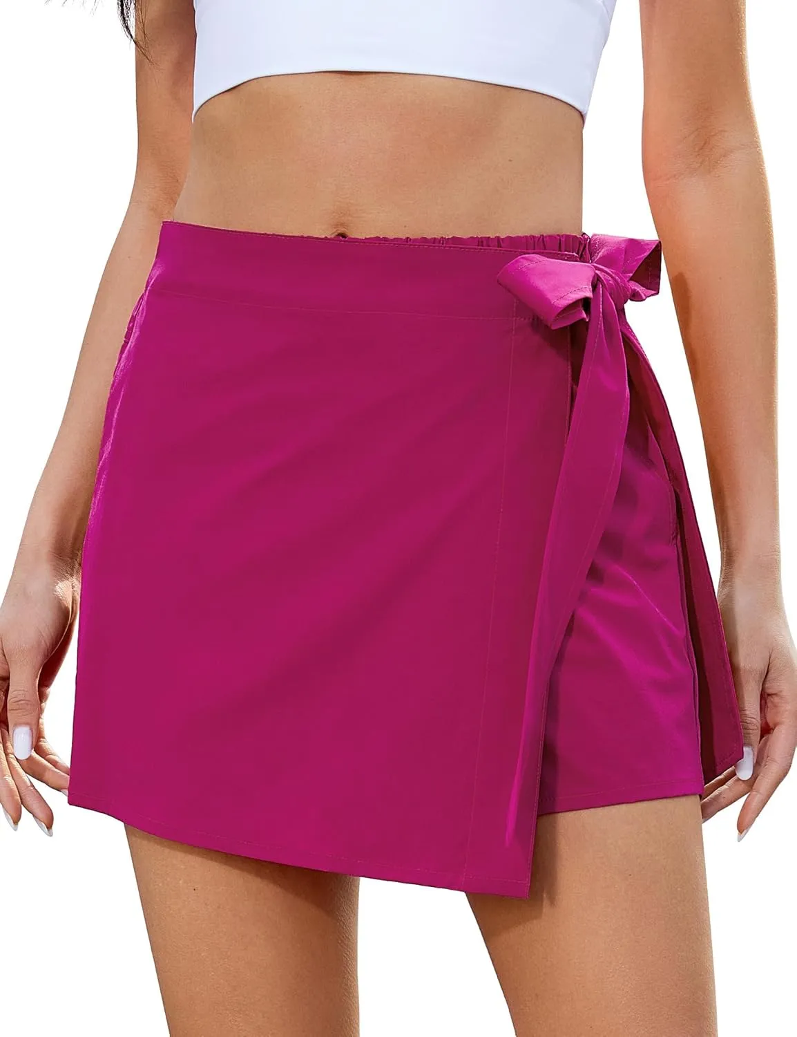 luvamia Skorts for Woman Trendy High Waisted Wrap Elastic Waist Pocket Fast Dry Hiking Tennis Golf Gym Skirt with Shorts