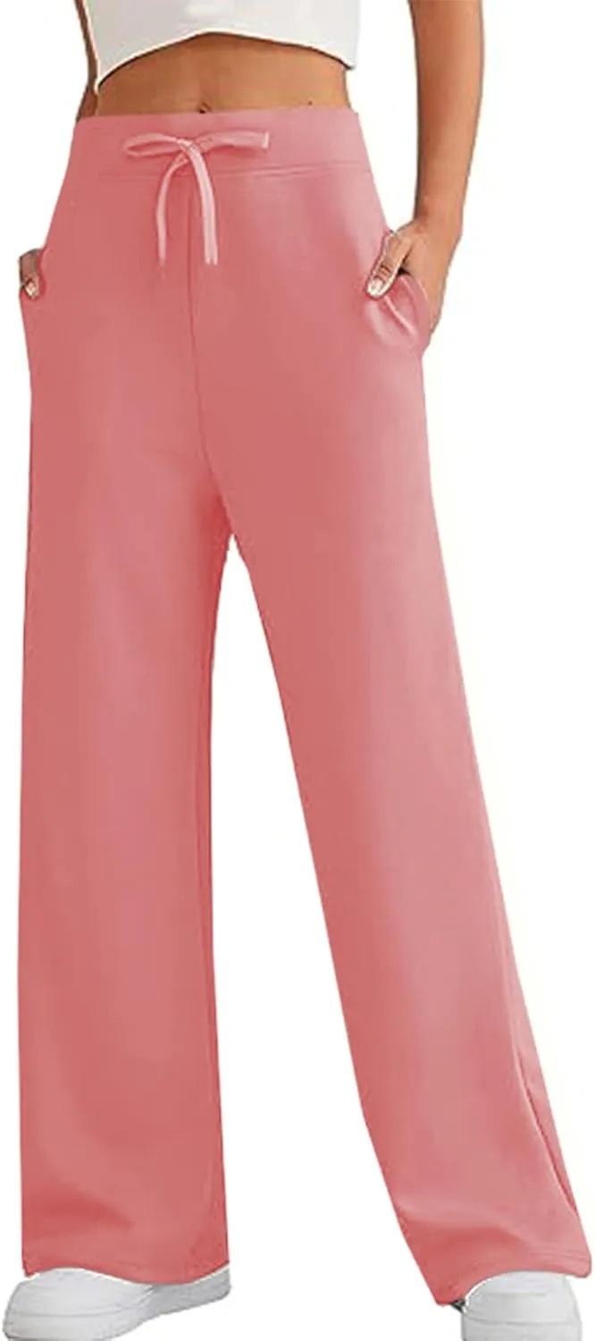 LYANER Women's Casual High Waist Drawstring Wide Leg Lounge Pants with Pocket