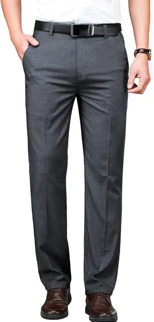 Men's 4-Way Stretch Dress Pant Slim Fit Flat Front Dress Pant Skinny Fit Cotton Business Chino Pant (40,Grey)