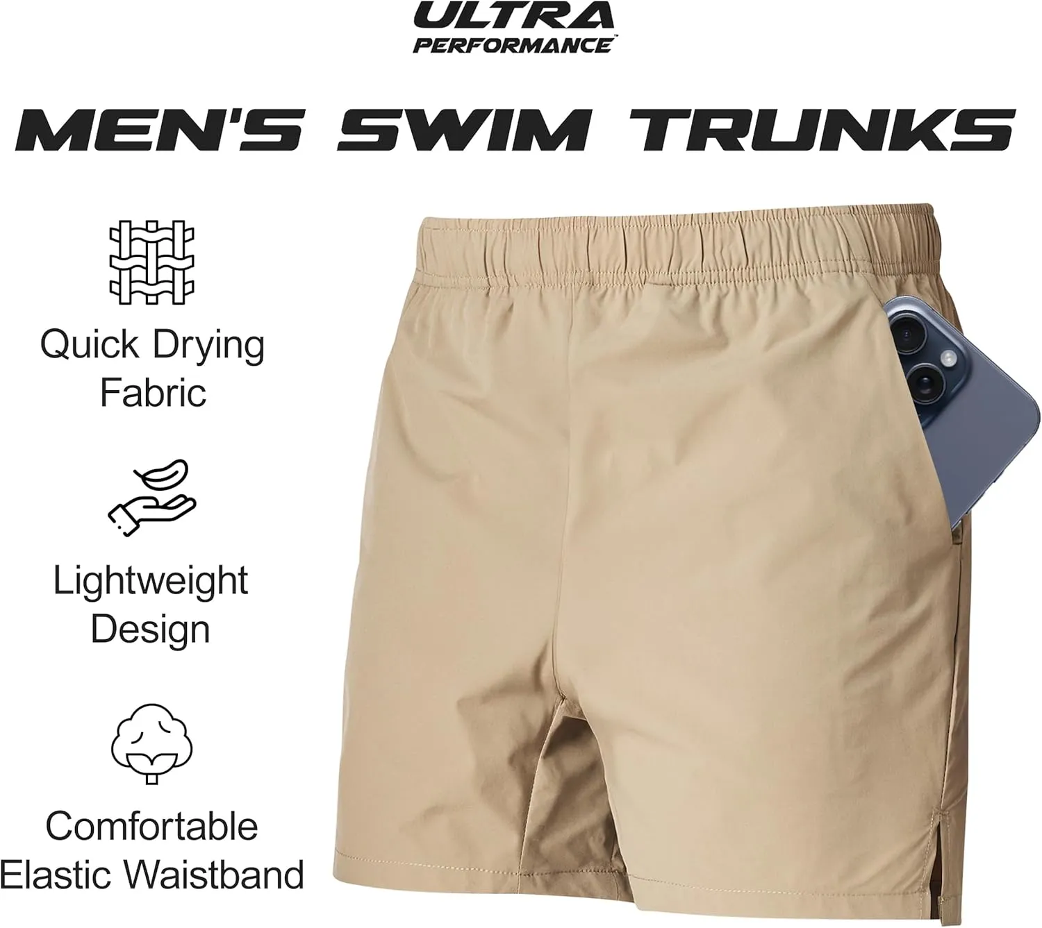 Men's 5 Inch Swim Trunk's with Liner 2 Pack Mens Stretch Quick Dry Beach Shorts Swimming Trunks & Bathing Suits for Men