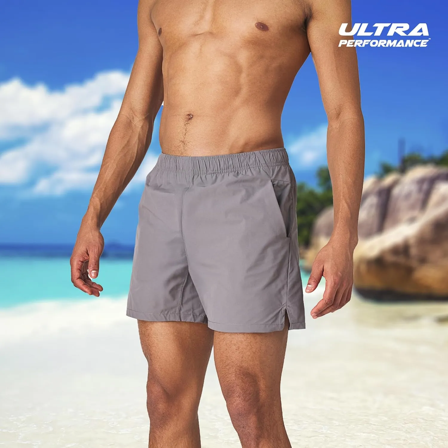 Men's 5 Inch Swim Trunk's with Liner 2 Pack Mens Stretch Quick Dry Beach Shorts Swimming Trunks & Bathing Suits for Men