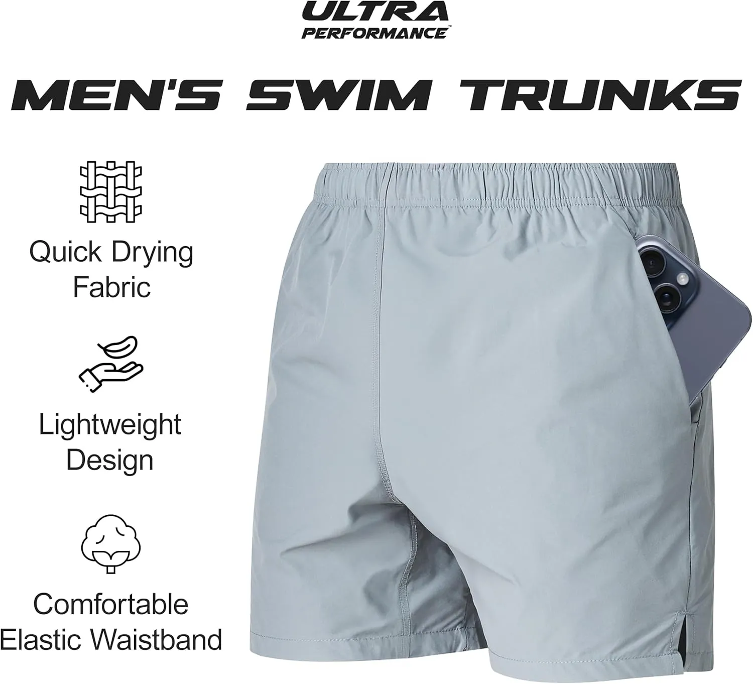 Men's 5 Inch Swim Trunk's with Liner 2 Pack Mens Stretch Quick Dry Beach Shorts Swimming Trunks & Bathing Suits for Men
