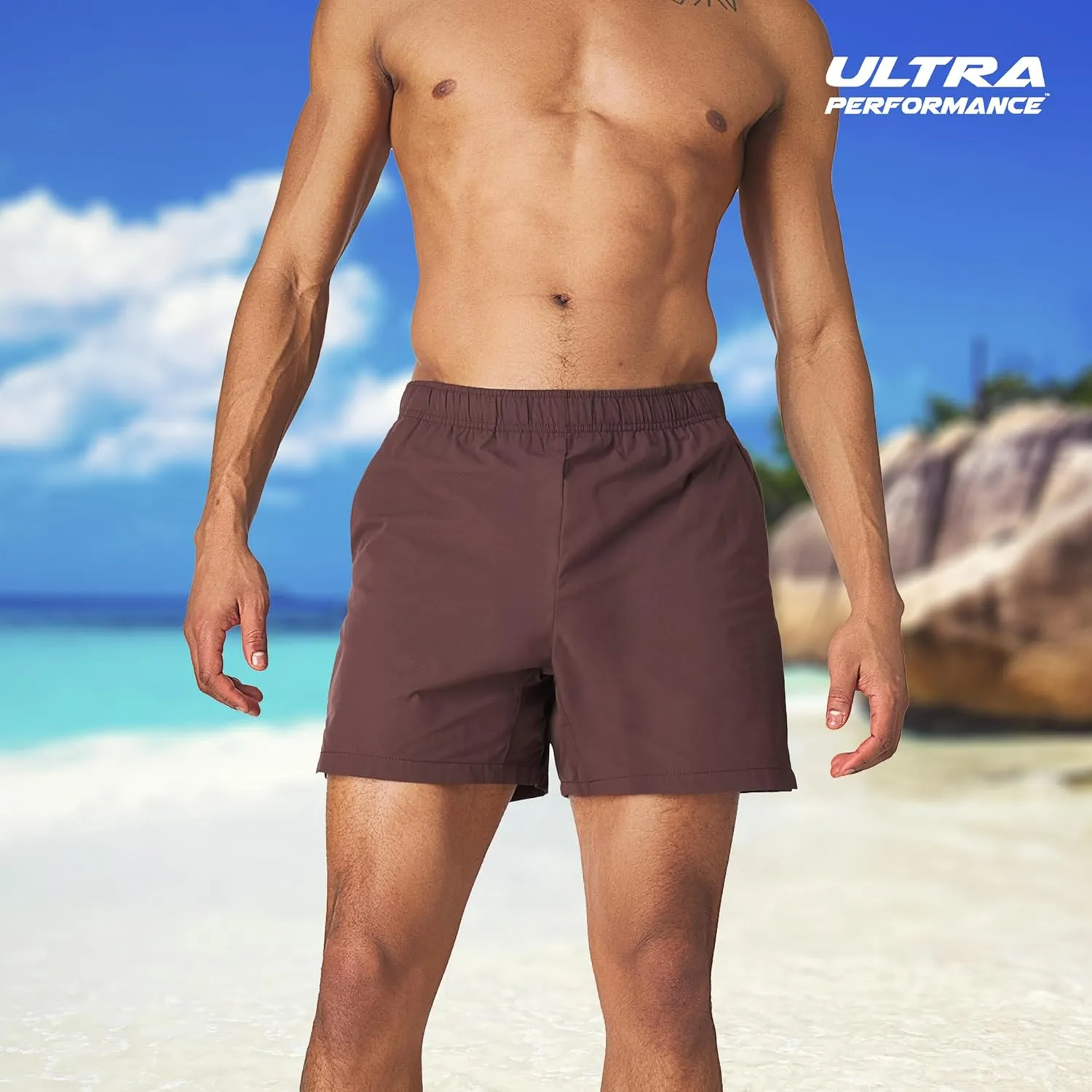 Men's 5 Inch Swim Trunk's with Liner 2 Pack Mens Stretch Quick Dry Beach Shorts Swimming Trunks & Bathing Suits for Men
