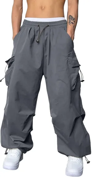 Mens Cargo Pants Casual Lightweight Drawstring Pant Hiking Pant with Multiple Pockets