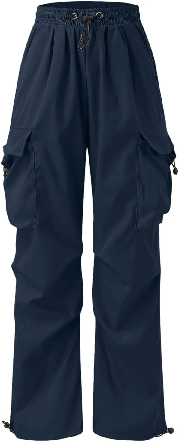Mens Cargo Pants Casual Lightweight Drawstring Pant Hiking Pant with Multiple Pockets