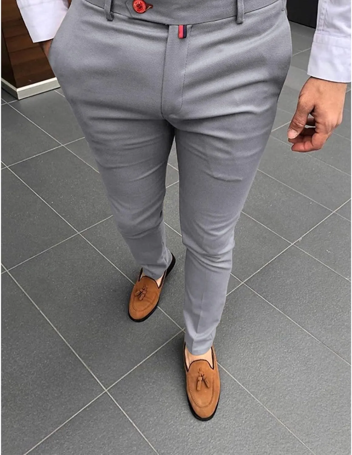 Men's Dress Pants Fashion Stretch Skinny Slim Fit Regular Fit Business Chino Pants Casual Fashion Golf Pencil Pants