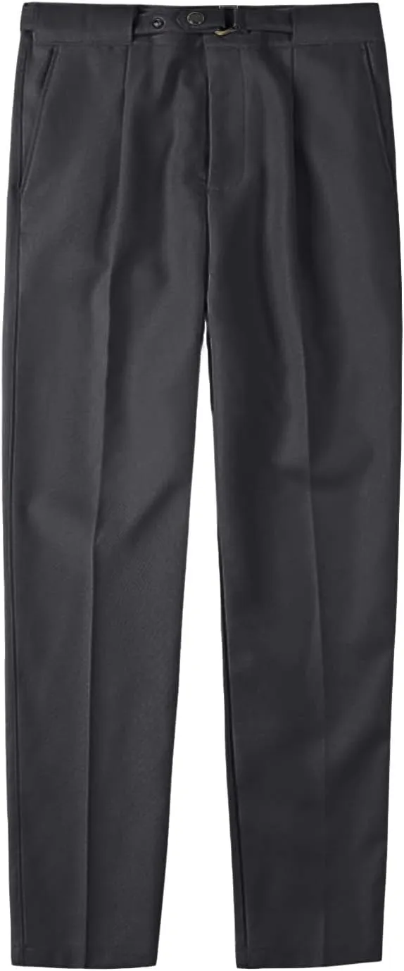 Men'S Dress Trousers Solid Color Flat Front Skinny Business Pants Slim Fit Chino Pencil Formal Pants (33,Black), Black, 33