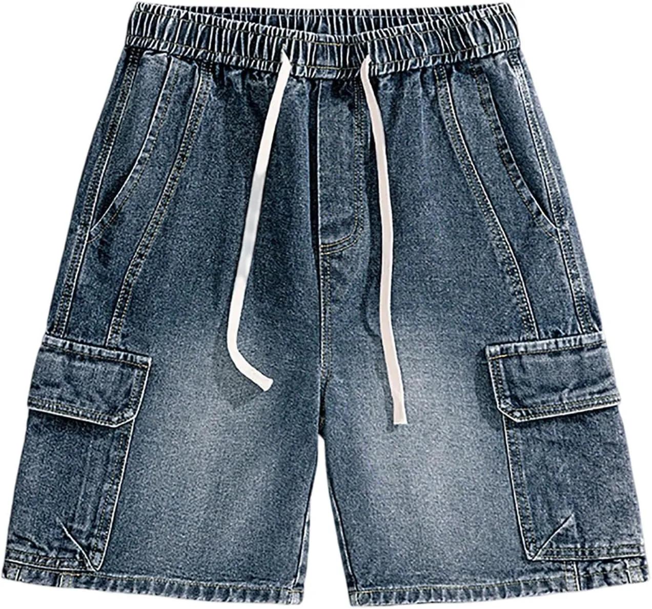 Mens Loose Hip Hop Cropped Jean Shorts Work Denim Shorts with Pockets Summer Casual 2025 Trendy Streetwear