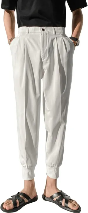 Men's Slim Fit Dress Pant Lightweight Chino Flat Front Straight Fit Pant Pants Winter Trousers Outdoor Pants (32,White)