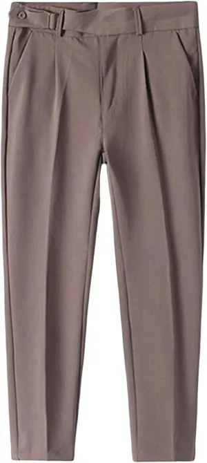 Men'S Slim Fit Stretch Dress Pants Skinny Fit Flat Front Suit Pants Plaid Business Chino Pants With Pockets (33,Dark Khaki), Dark Khaki, 33