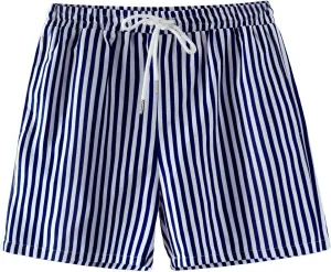 Men's Striped Swim Trunks Bathing Suits Quick Dry Board Shorts Mesh Lining Beach Swimwear with Pockets