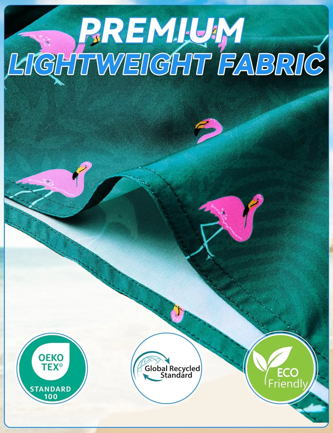 Mens Swim Trunks 8 inch Inseam Mesh Liner Quick-Dry Lightweight 4-Way Stretch Bathing Suit Swimming Trunks for Men UPF 50 