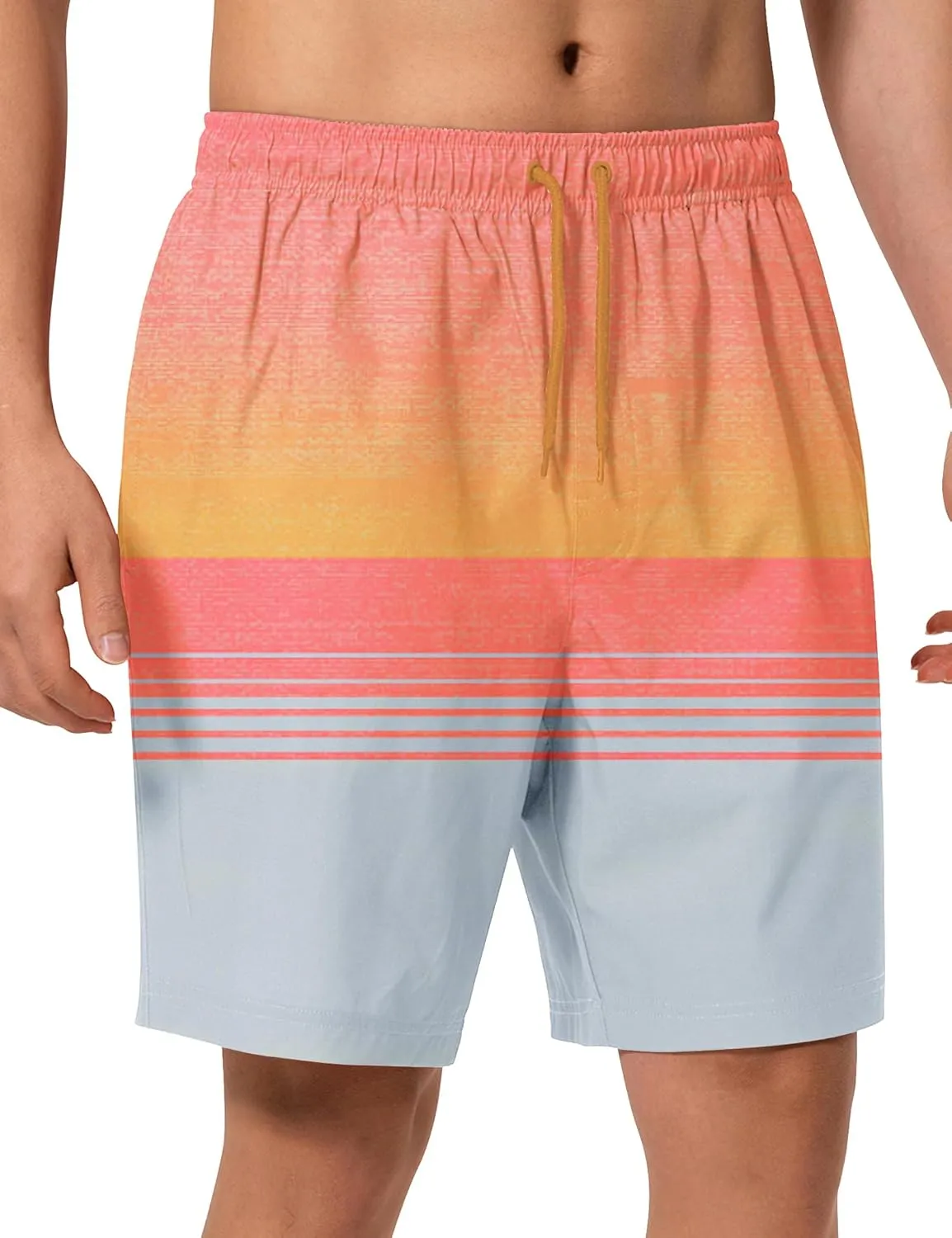 Mens Swim Trunks 8 inch Inseam Mesh Liner Quick-Dry Lightweight 4-Way Stretch Bathing Suit Swimming Trunks for Men UPF 50 