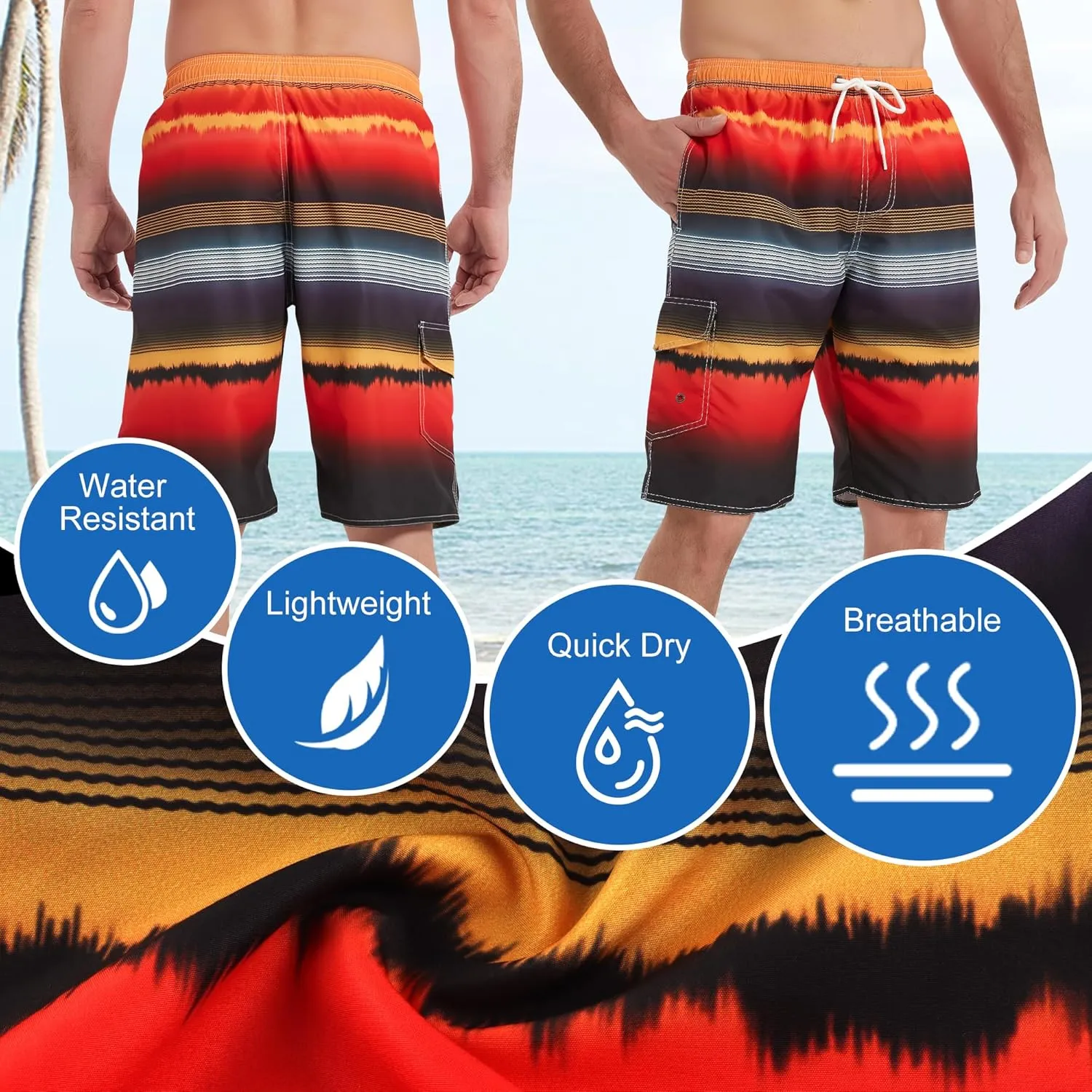 Mens Swim Trunks Swim Shorts Swimming Trunks Swimsuit Quick Dry with Mesh Lining Swimwear