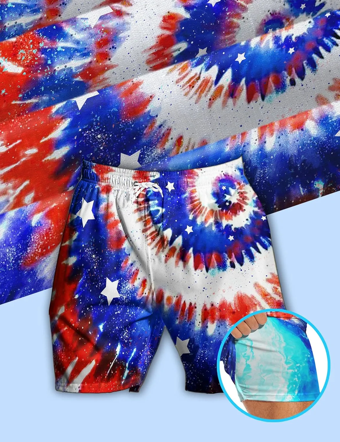 Men's Swim Trunks with Compression Liner 5" Inseam Mens Quick Dry Board Shorts with 4 Pockets for Beach Vacation