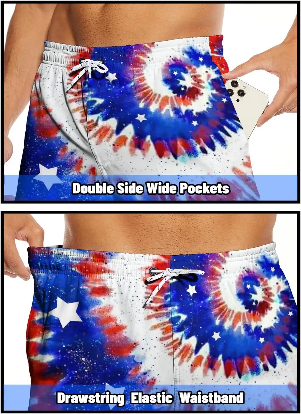 Men's Swim Trunks with Compression Liner 5" Inseam Mens Quick Dry Board Shorts with 4 Pockets for Beach Vacation