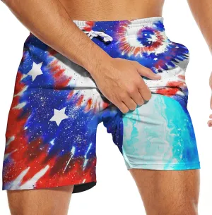 Men's Swim Trunks with Compression Liner 5" Inseam Mens Quick Dry Board Shorts with 4 Pockets for Beach Vacation