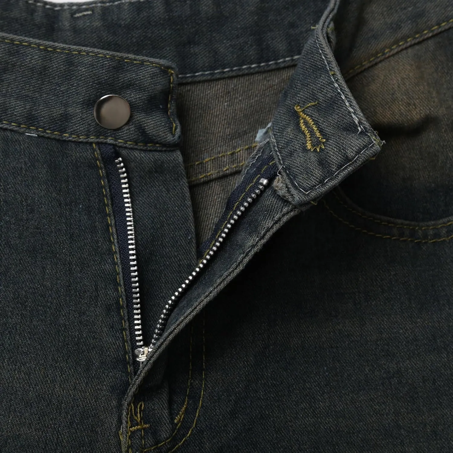 Mens Wide Leg Hip Hop Cropped Jean Shorts Baggy Denim Shorts with Pockets Aesthetic Pants Streetwear Clothes
