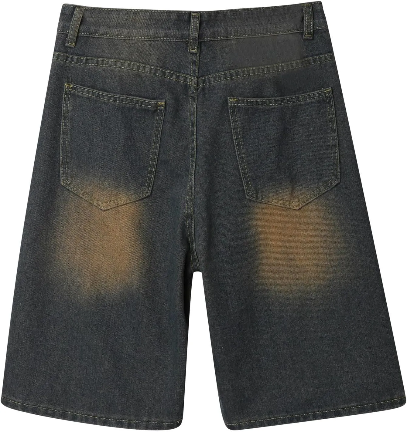 Mens Wide Leg Hip Hop Cropped Jean Shorts Baggy Denim Shorts with Pockets Aesthetic Pants Streetwear Clothes
