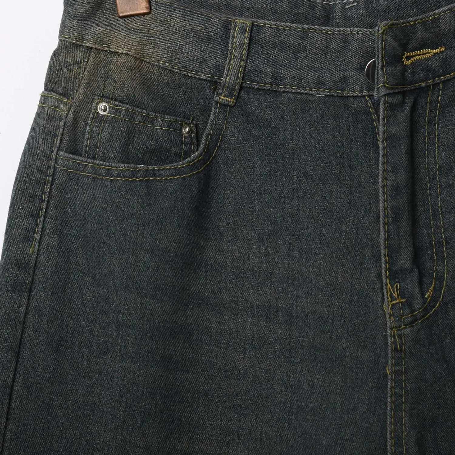 Mens Wide Leg Hip Hop Cropped Jean Shorts Baggy Denim Shorts with Pockets Aesthetic Pants Streetwear Clothes