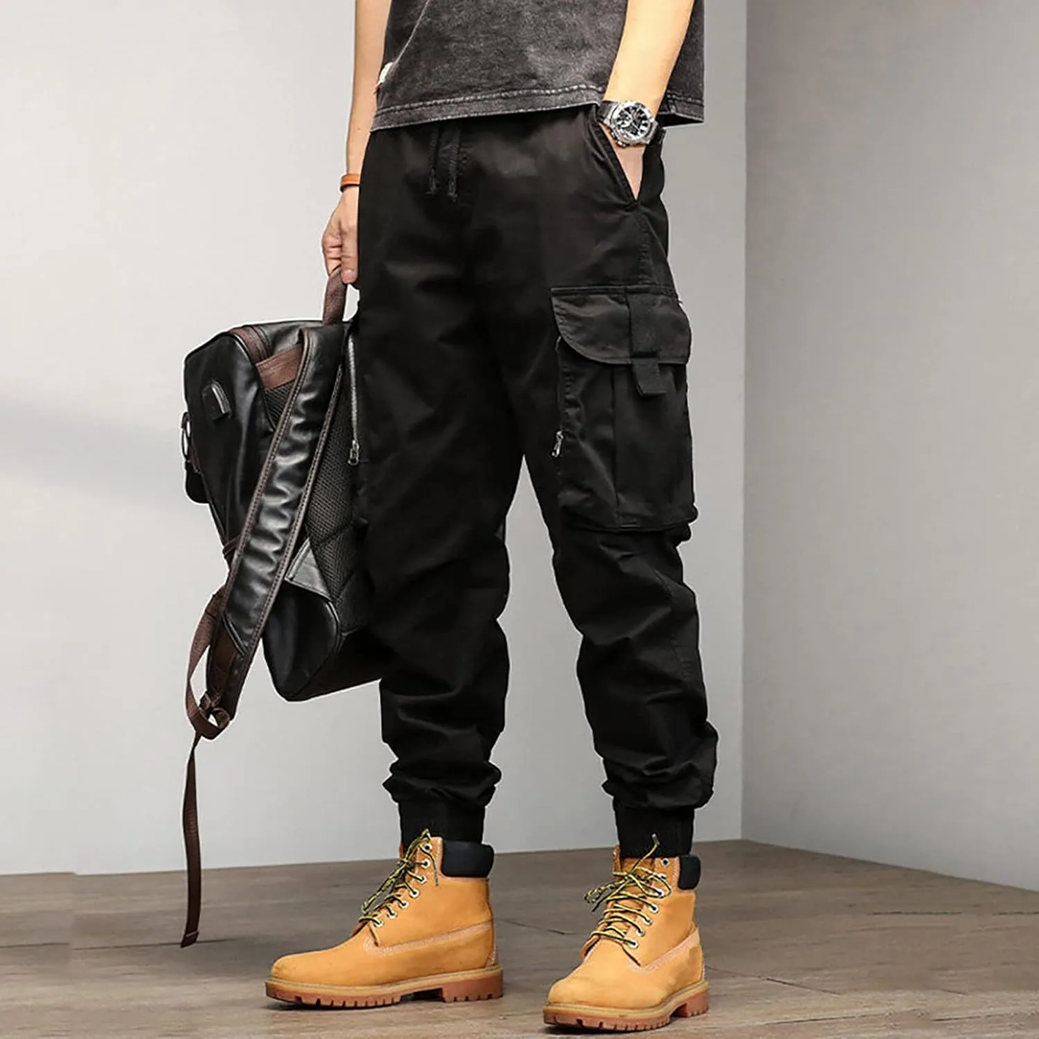 Men's Zipper Fly Flare Leg Pants Pantalones Blancos para Hombre Athletic Work Pants for Men Cotton Cargo Sweatpants