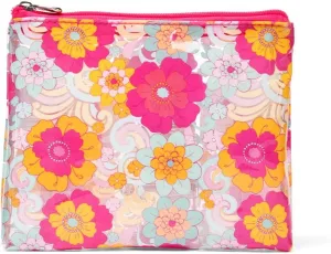 MIAMICA Malibu Babe TSA Compliant Travel Bottles and Toiletry Bag Kit, 12 Piece, Pink Floral