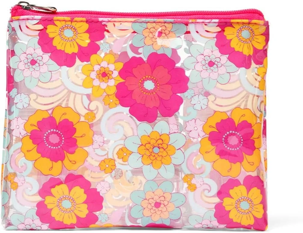 MIAMICA Malibu Babe TSA Compliant Travel Bottles and Toiletry Bag Kit, 12 Piece, Pink Floral