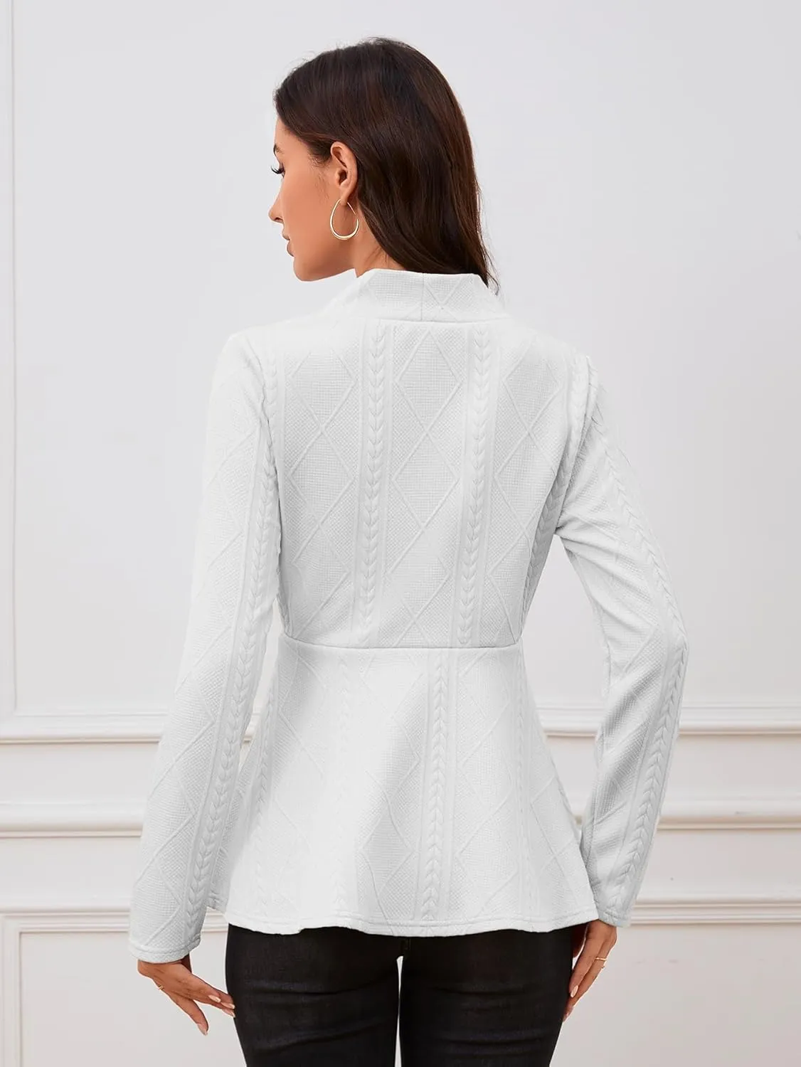 Milumia Women's Textured Ruffle Hem Blazer Single Button Shawl Collar Long Sleeve Jacket