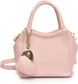 Mini Bucket Bag Vintage Peddled Leather Handbag with Heart Charm Small Bucket Bag Crossbody Purse