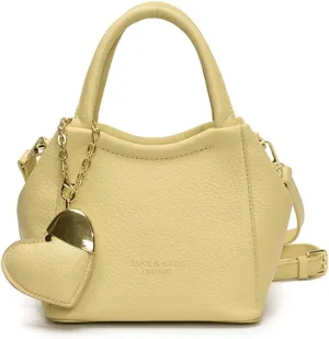 Mini Bucket Bag Vintage Peddled Leather Handbag with Heart Charm Small Bucket Bag Crossbody Purse